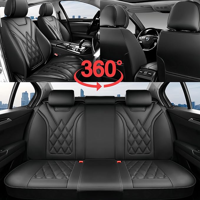 Fit TLX Car Seat Covers for Acura TLX 2014-2025 2026 - Premium Leather, Waterproof, All-Weather, Airbag Compatible, Anti-Slip, Breathable, Easy Install, Seat Protectors, Full Set, Black