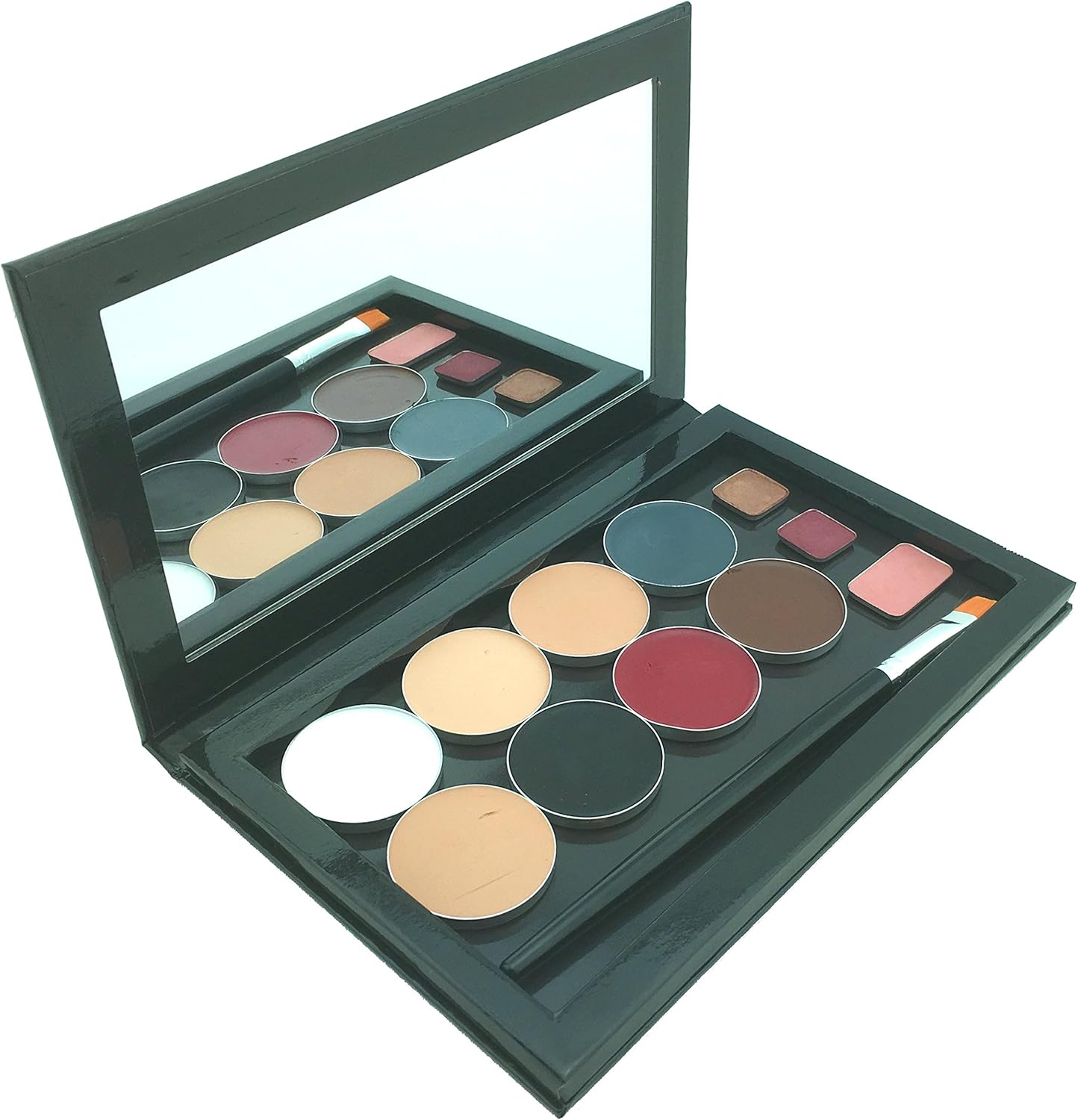 JUVITUS Large Empty Makeup Palette with Mirror and 20 Metal Stickers for Customizing Eyeshadows, Highlighters, and Blushes