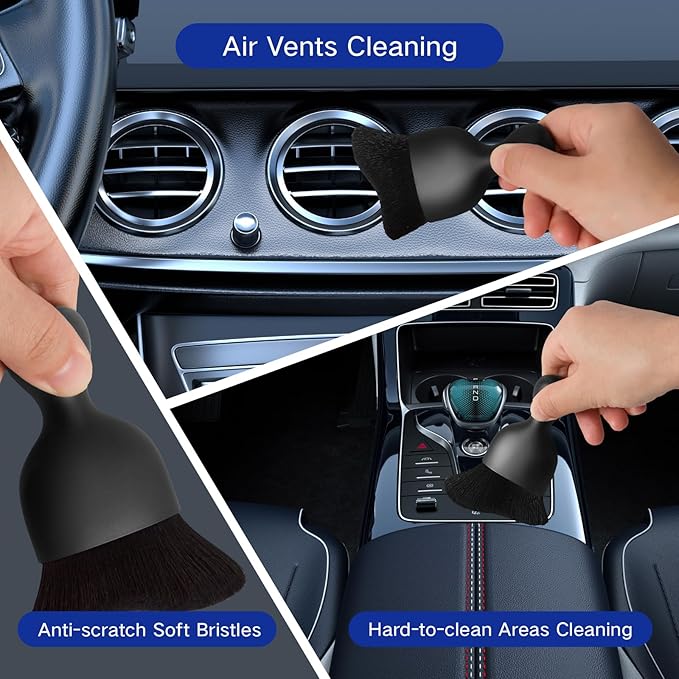 Qydipclin 7pcs Windshield Cleaner Tool Car Window Cleaning Wash Kit with 4 Reusable Microfiber Pads 1 Spray Bottle and Extendable Handle Auto Glass Wiper Kit, Blue