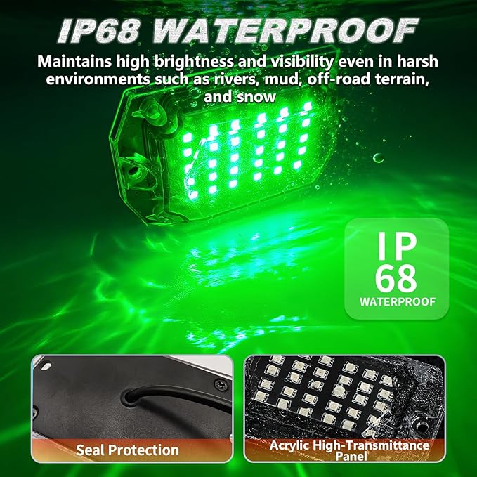 12Pods Full Angle RGB LED Rock Lights Kit for Trucks Pickup Jeep UTV ATV SXS Off-Road, 360Chip Waterproof Multicolor Underglow Light with APP/RF Remote, Pre Wired 12V Underbody Accent Light Dual Zone