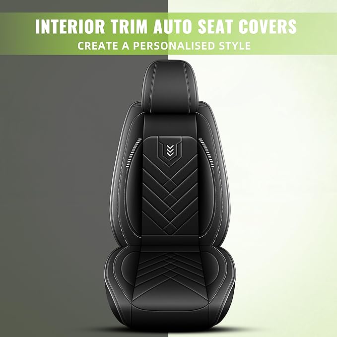 AOMSAZTO Car Seat Cover for Chevrolet Chevy Malibu 2009-2025 2026 Front Set, Leather Car Seat Protector Waterproof, Non Slip Car Seat Cushion, Interior Seat Covers Automotive Accessories - Black