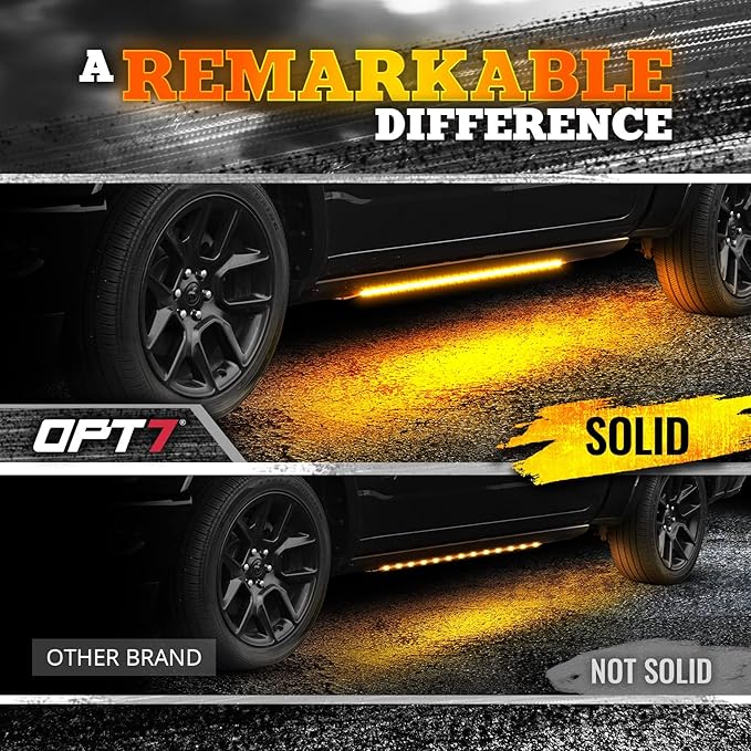 OPT7 Sidekick 86" Running Board Lights 2PCS LED Strips w/Amber Turn Signal Side Marker, DRL, White Courtesy Light for Extended Crew Cab Trucks Pickup Trailer - Truck Decorations