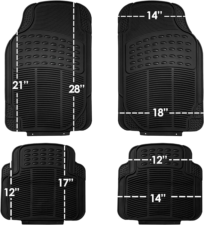 FH Group Automotive Floor Mats - Heavy-Duty (Black) Rubber Floor Mats for Cars, Universal Fit Full Set 2 Rows Floor Mat, Climaproof™ Floor Mats, Trimmable Floor Mats for Most Sedan, SUV, Truck Mats.