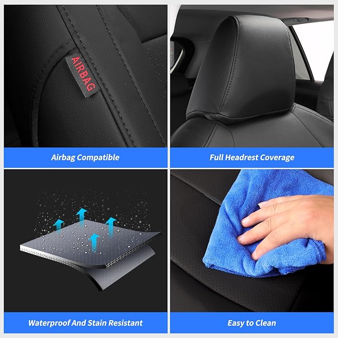 coverdream 2026 Rav4 Seat Covers Custom Fit for 2026 Toyota Rav4 Hybrid (Woodland/Limited) SUV,Full Set Luxury Waterproof Leather Car Seat Protector