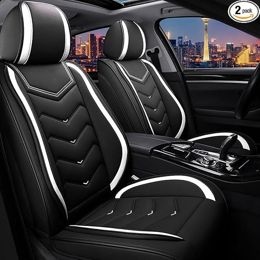 CTDS Car Seat Covers for Nissan Altima 2001-2026, Stylish Sport Seat Cover, Premium Nappa Leather Car Seat Cover. Automobile Seat Covers Sets.(Standard 2 Seats/Black White)