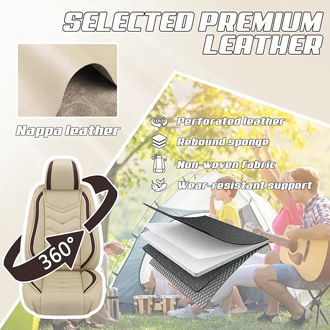 Car Seat Covers Fit for Infiniti g37 2000-2026, Stylish Sport Seat Covers, Waterproof Wear-Resistant Premium Nappa Leather Car Seat Cover.(2 Pcs Front/Beige)