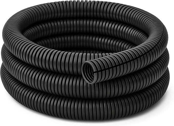 Electriduct Split Wire Loom Tubing Polyethylene Corrugated Flexible Conduit - 1/2" Nominal Size - 100 Feet - Black