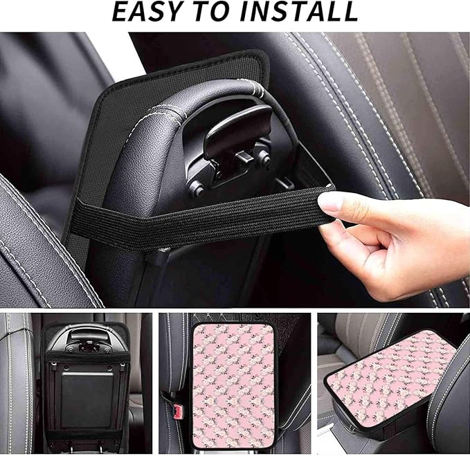 Car Armrest Cover Auto Center Console Pad Arm Rest Cushion Soft Car Accessories Universal for Most Vehicle (Vintage Floral Bouquets Flowers Pattern Design)