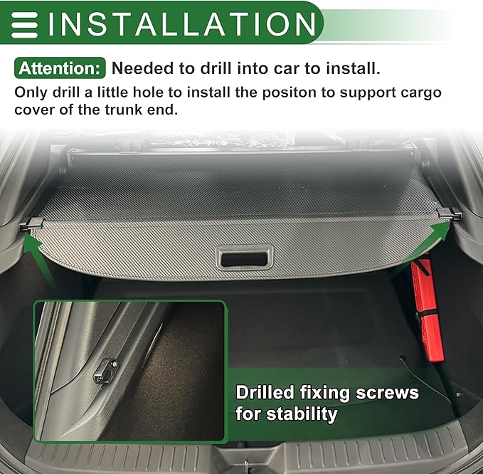 Motoforti Car Trunk Retractable Cargo Cover for Jeep Compass 2017-2024 Aluminum Alloy Canvas Gloss Black