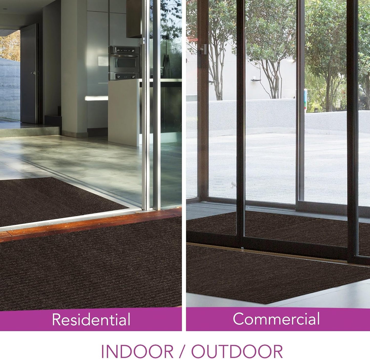 iCustomRug Spartan Weather Warrior Indoor/Outdoor Utility Ribbed Carpet Runner with Non-Slip Thermoplastic Rubber Backing, 3ft X 66ft in Brown