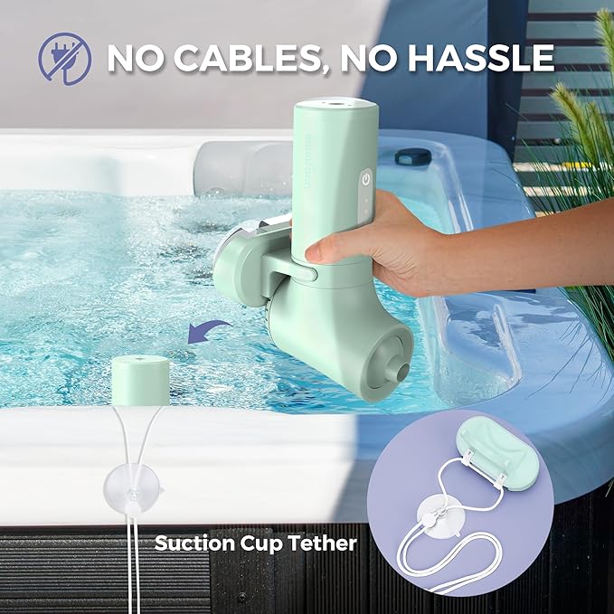 Bath Jet Spa, Cordless Portable Bathtub Accessories with 3-Level Adjustable Speed, Bubble Maker/Bath Jet Mode, Bathtub Jets for Home Spa, Relaxing (Green)
