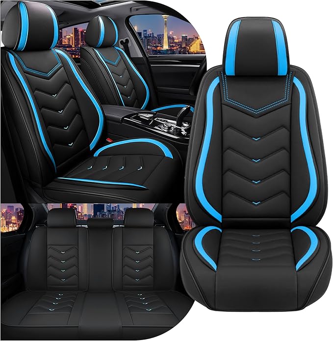 CTDS Car Seat Covers for Nissan Sentra 2000-2026, Stylish Sport Seat Cover, Premium Nappa Leather Car Seat Cover. Automobile Seat Covers Sets.(Standard 5 Seats/Black Blue)