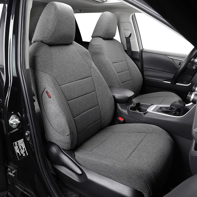 coverdream 2026 Rav4 Seat Covers Custom Fit for 2026 Toyota Rav4 Hybrid (SE,XSE) & PHEV GR Sport SUV,Full Set Polyester Car Seat Protector Grey