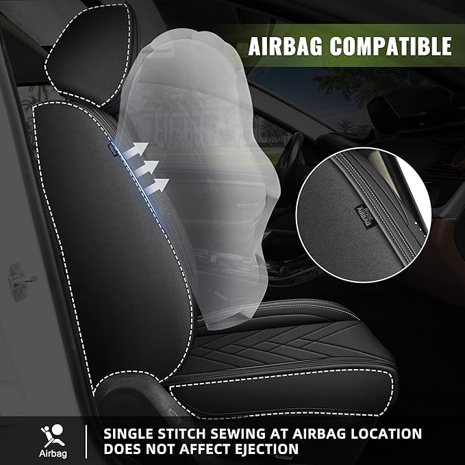 AOMSAZTO Car Seat Cover for Chevrolet Chevy Tahoe 2011-2025 2026 Full Set - Waterproof Faux Leather Seat Protector, Non Slip Car Seat Cushion, Interior Seat Covers Automotive Accessories - Black