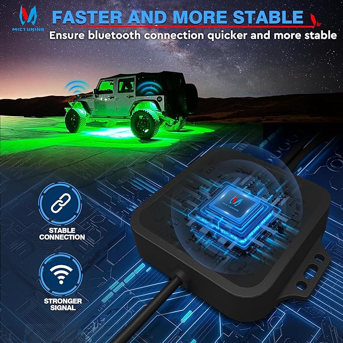 MICTUNING C2 Curved RGBW LED Rock Lights - 16 Pods Underglow Multicolor Neon Light with Wiring Switch Kit, Bluetooth Controller with APP Control