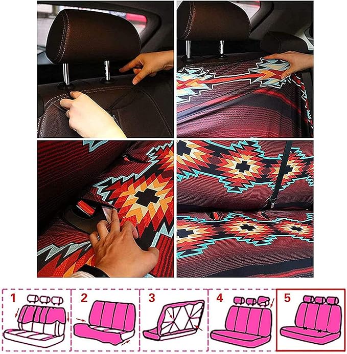 KEIAHUAN Purple Dragon Car Seat Covers for Women Men Gift Stretch Car Front Seat with Rear Backrest Bottom Bench Cover for Auto Cars Sedan SUV Automotive Interior