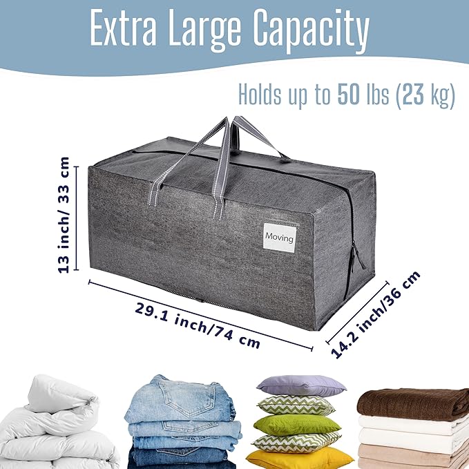 VENO 10 Pack Heavy Duty Moving Bags with Backpack Straps, Zippers & Handles, Extra Large Packing Bags for College Dorm Essentials, Moving Supplies Alternative to Cardboard Moving Boxes