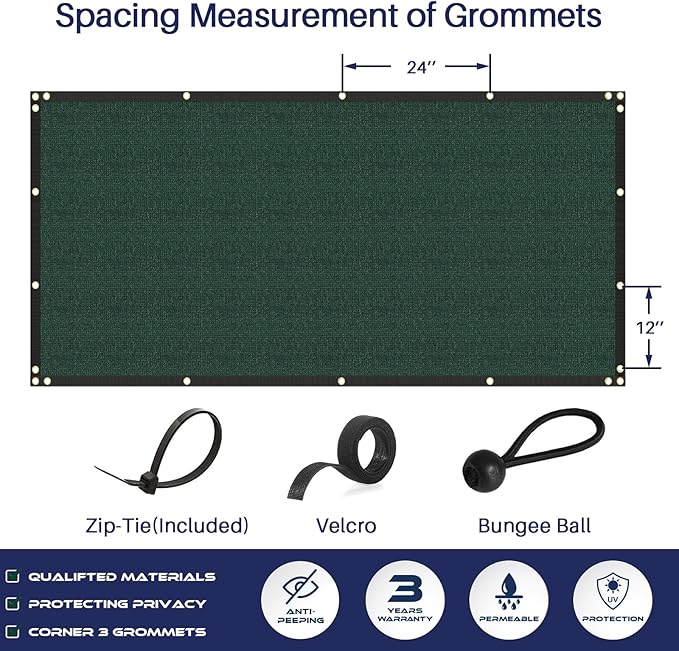 Windscreen4less Privacy Fence Screen Heavy Duty Windscreen Fencing Mesh Fabric Shade Net Cover for Outdoor Wall Garden Yard Pool Deck, 8'x282' Green