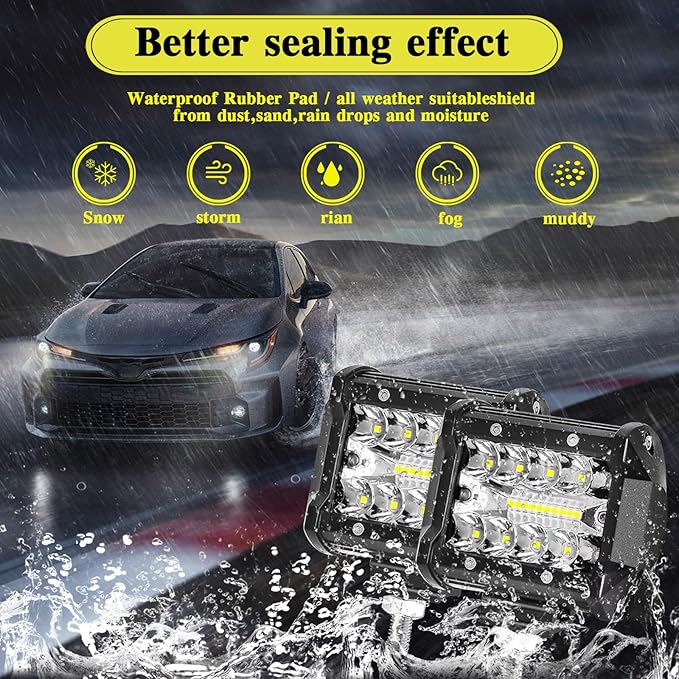 LED Light Pods for Trucks, 4 Inch LED Light Bar 60W Spot Flood Combo Driving Fog Off Road Lights Work Light 24V 12V for Motorcycles Pickup SUV ATV UTV Boat(4Pack)