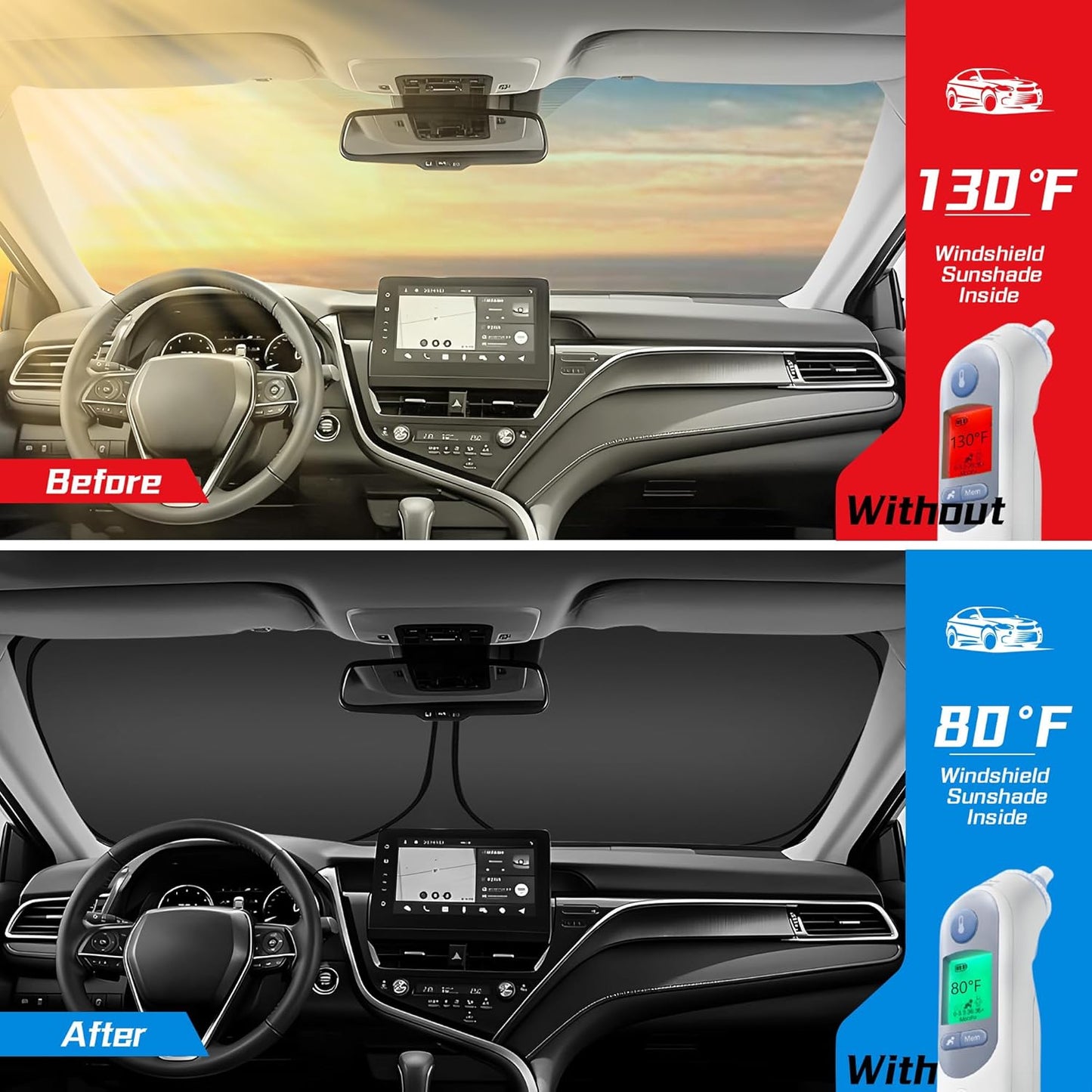 ARISMOTOR Windshield Sun Shade for NIS-san Ariya EV 2023-2025, Custom Fit Foldable Front Window Sunshade Sun Visor Protector, Block UV Rays Keep Your Car Cooler
