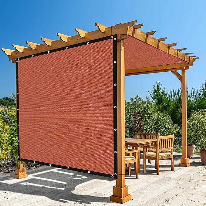 Amagenix 90% Pergola Shade Cover 9' X 24' Sun Shade Cloth with Grommets for Outdoor Garden Patio Porch, Commercial Grade 200 GSM - Cable Zip Ties Included (We Customized) GN108, Rust Red