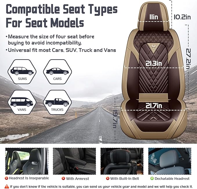 Truck Seat Covers for Toyota Tundra 2008-2026, Waterproof Premium Leather Full Coverage Car Seat Cover, Muscle Sport Style Auto Interior Seat Cover Sets (Full Set/Brown Coffee)