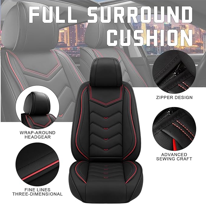 CTDS Car Seat Covers for Nissan Pathfinder 2000-2026, Stylish Sport Seat Cover, Premium Nappa Leather Car Seat Cover. Automobile Seat Covers Sets.(Standard 2 Seats/Black)