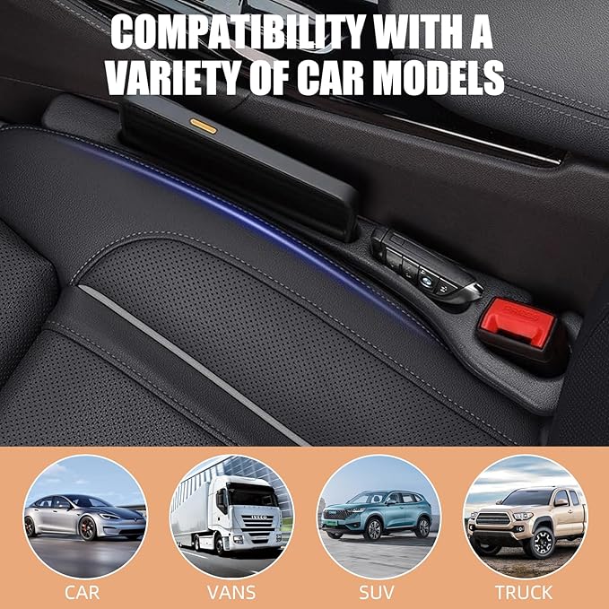 Car Seat Gap Filler Set of 2, Premium Interior Car Accessories, Multifunctional Car Storage Solution with Non-Slip Design, Fits Most Vehicles (Red)