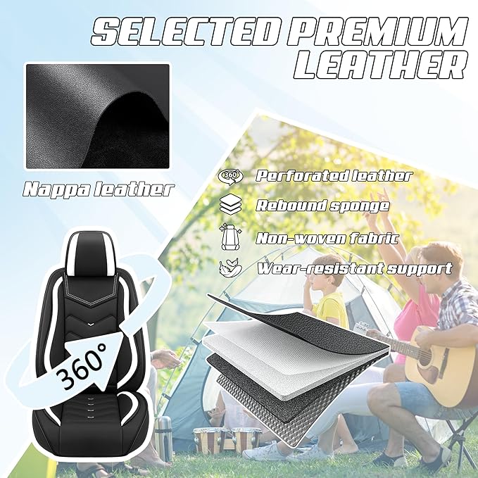 Car Seat Covers Fit for Infiniti g37 2000-2026, Stylish Sport Seat Covers, Waterproof Wear-Resistant Premium Nappa Leather Car Seat Cover.(Full Set/Black White)