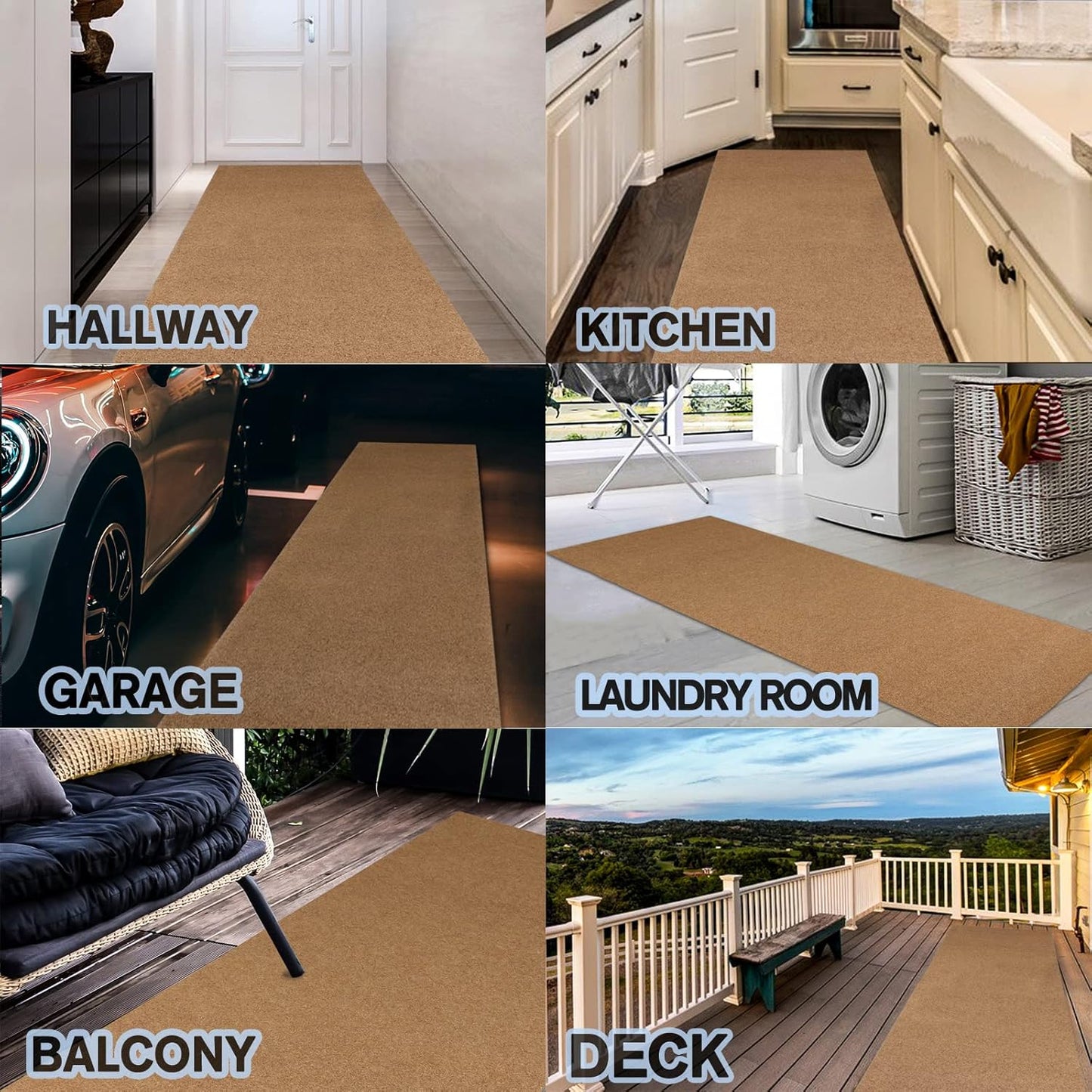 Custom Size Backed Non-Slip Area Rugs Runner, Easy Clean, Waterproof Runner Rugs for Hallway Entryway, Kitchen, Laundry, 4FT x 82FT, Beige