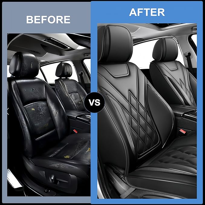 Fit RDX Car Seat Covers for Acura RDX 2010-2025 2026 - Premium Leather, Waterproof, All-Weather, Airbag Compatible, Anti-Slip, Breathable, Easy Install, Seat Protectors, Full Set, Black