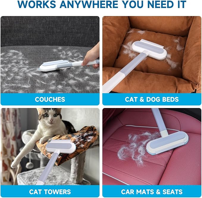 Pet Hair Remover, 4-in-1 Reusable Dog & Cat Hair Removal Tool – Standard Handle (17.7"), 2-Pack (Value Pack), Effective Lint Brush for Furniture, Couch, Carpet, Car Seats & Window Screens