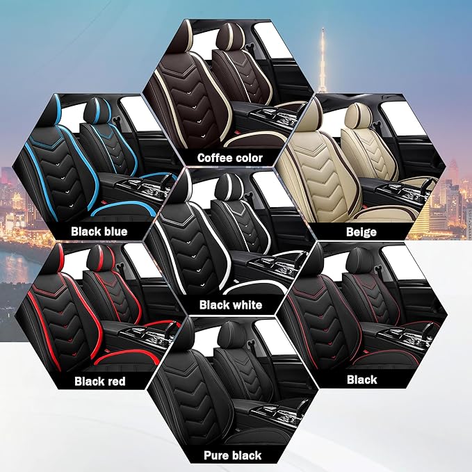 CTDS Car Seat Covers for Nissan Pathfinder 2000-2026, Stylish Sport Seat Cover, Premium Nappa Leather Car Seat Cover. Automobile Seat Covers Sets.(Standard 5 Seats/Black White)