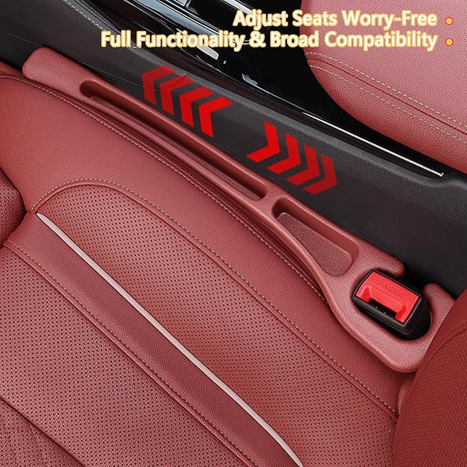 Car Seat Gap Filler Organizer of 2 - No Drop Seat Guard, Universal Car Seat Gap Filler, Durable Non-Slip Material, Easy 10-Second Install for Cars, Trucks & SUV(Red)