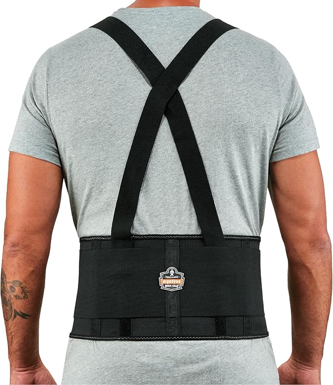 Ergodyne ProFlex 1650 Back Support Belt, 7.5" Elastic, Adjustable, Removeable Straps, Black, Medium