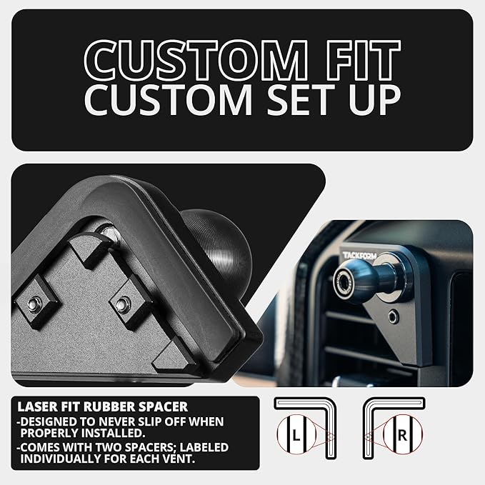 Tackform Link Vent Mount Magnetic Wireless Charging Phone Holder - Compatible with MagSafe, '21-'25 Ford F150 & Raptor, '23-'25 Ford Super Duty | Aluminum Bracket | Short Reach
