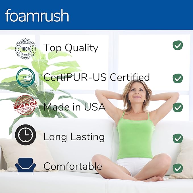 FoamRush 6-Inch Bunk (48" x 80") High Density Foam RV Mattress Replacement, Medium Firm, Pressure Relief Support, Travel Camper Trailer Truck, Made in USA, CertiPUR-US Certified, Cover Not Included