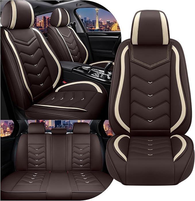 CTDS Car Seat Covers for Toyota RAV4 2000-2026, Stylish Sport Seat Cover, Premium Nappa Leather Car Seat Cover. Automobile Seat Covers Sets.(Standard 5 Seats/Coffee Color)