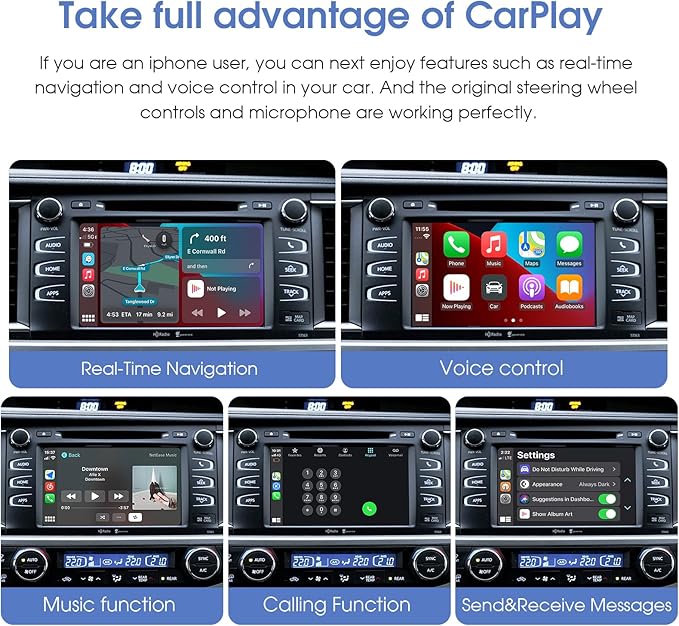 Wireless Carplay-Retrofit-Kit for Toyota 2014-2019 Tacoma/Highlander/RAV4/Corolla/Camry/Avalon/Prius/Sienna Land Cruiser Android Auto Decoder Upgrade Box EZoneTronics
