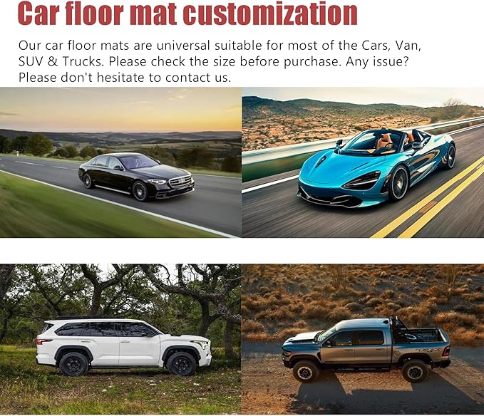 Custom Personalized Floor Mats for Cars，Luxury Full Coverage All Weather Car Floor Mats，Anti-Slip Leather Car Mat Set ，Custom Floor Mats for 99% of Cars, Trucks & SUVs (Beige)