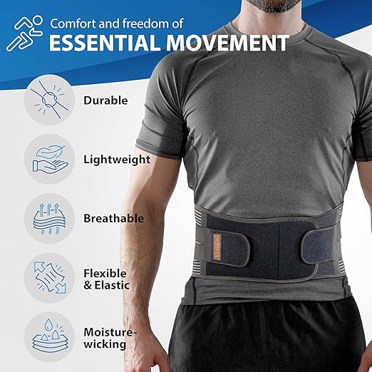 ORTONYX Lower Back Support Belt for Men and Women, Heavy Wok Lifting, Back pain Relief, Herniated Disc, Sciatica/Black M