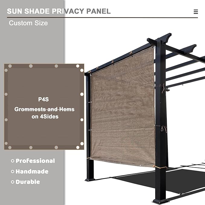 Alion Home Sun Shade Privacy Panel with Grommets and Hems on 4 Sides for Patio, Awning, Window, Pergola or Gazebo - Mocha Brown (10' W x 6' H)