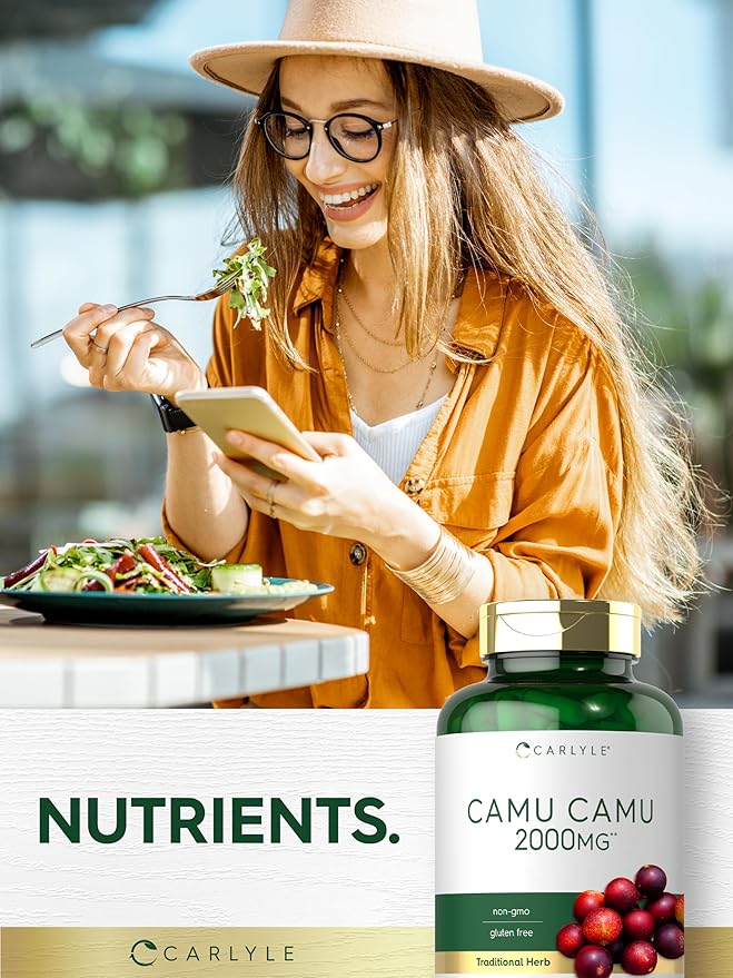Carlyle Camu Camu Capsules 2000mg | 150 Count | with Vitamin C | Non-GMO, Gluten Free