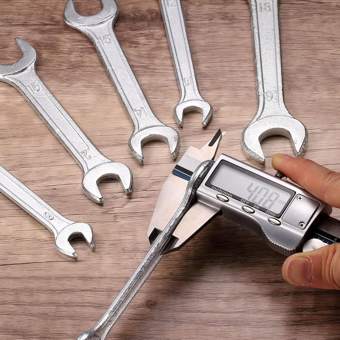 HARFINGTON Double Open End Wrench 16mm x 18mm Metric 15 Degree Offset Angle Small Flat Head Wrench Galvanizing Open Ended Spanner for Automotive Repair Furniture Assembly