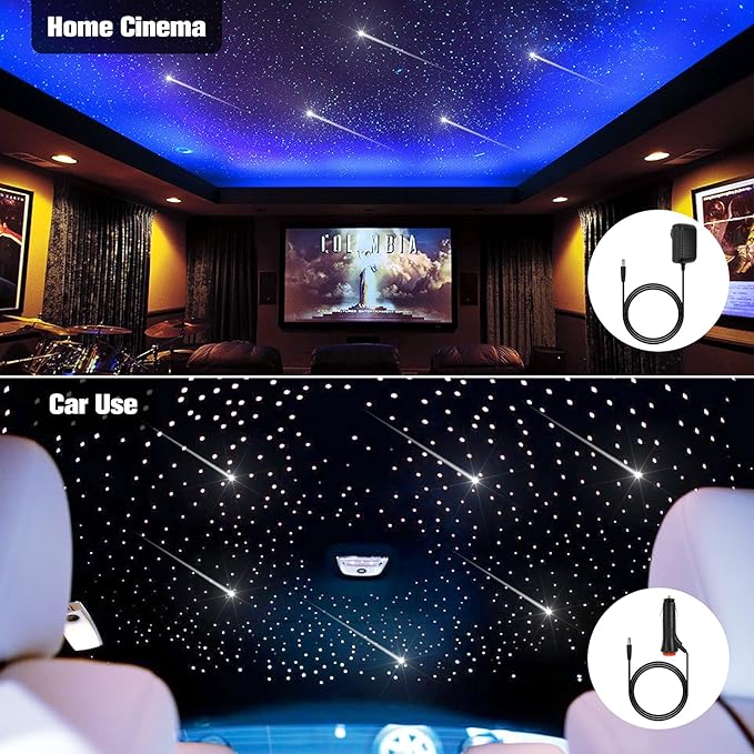 CHINLY 550pcs Starlight Headliner Kit - App Controlled Star Lights with Twinkle, RGBW Effects - 9.8ft Fiber Optic Car Ceiling Lights