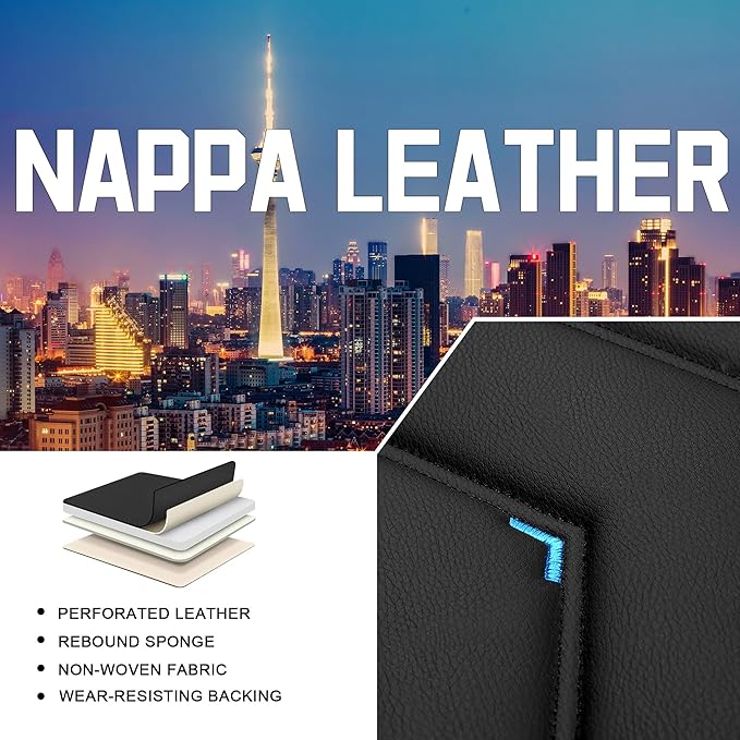 CTDS Car Seat Covers for Mazda CX-5 CX-3 CX-7 CX-9 CX-50 CX-30 CX-70 CX-90 2007-2026, Stylish Sport Seat Cover, Premium Nappa Leather Car Seat Cover.(Luxury 2 Seats/Black Blue)