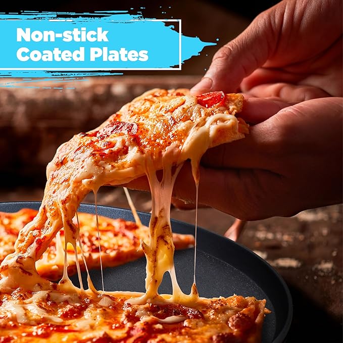 Courant Countertop Pizza Maker 12 inch Pizzas Machine, Newly improved Cool-touch Handle Non-Stick plates Pizza oven & Calzone Maker, Electric Oven for Home or School, 12” Indoor Grill/Griddle, Black