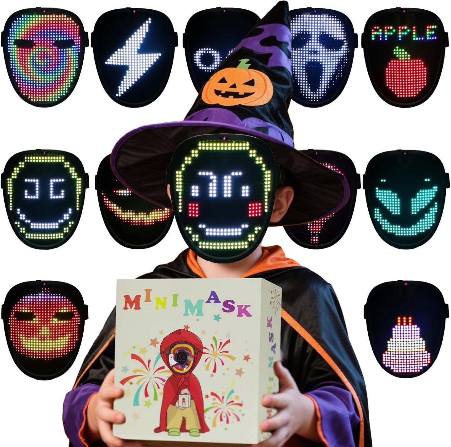 Led Mask Lighted Up Mask - Led Masks with Gesture Sensing Costume for Halloween Costume Cosplay Party Cool Gifts
