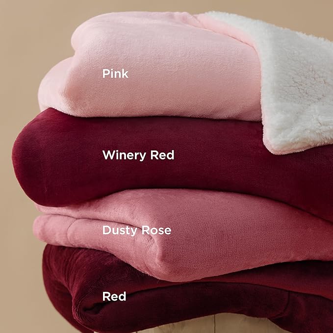 Bedsure Sherpa Fleece Blankets King Size for Bed - Thick and Warm, Soft Fuzzy Plush King Blanket for Winter, Pink, 108x90 Inches
