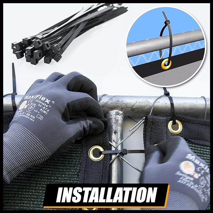 Royal Shade Custom Size 5' x 116' Black Fence Privacy Screen Windscreen Cover Netting Mesh Fabric Cloth - Cable Zip Ties Included (We Make Custom Size)